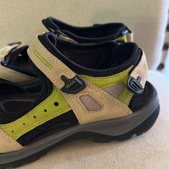 ECCO Women’s Adjustable Sport Leather Sandals Tan Black Size 10-10.5 (41) - Picture 2 of 10